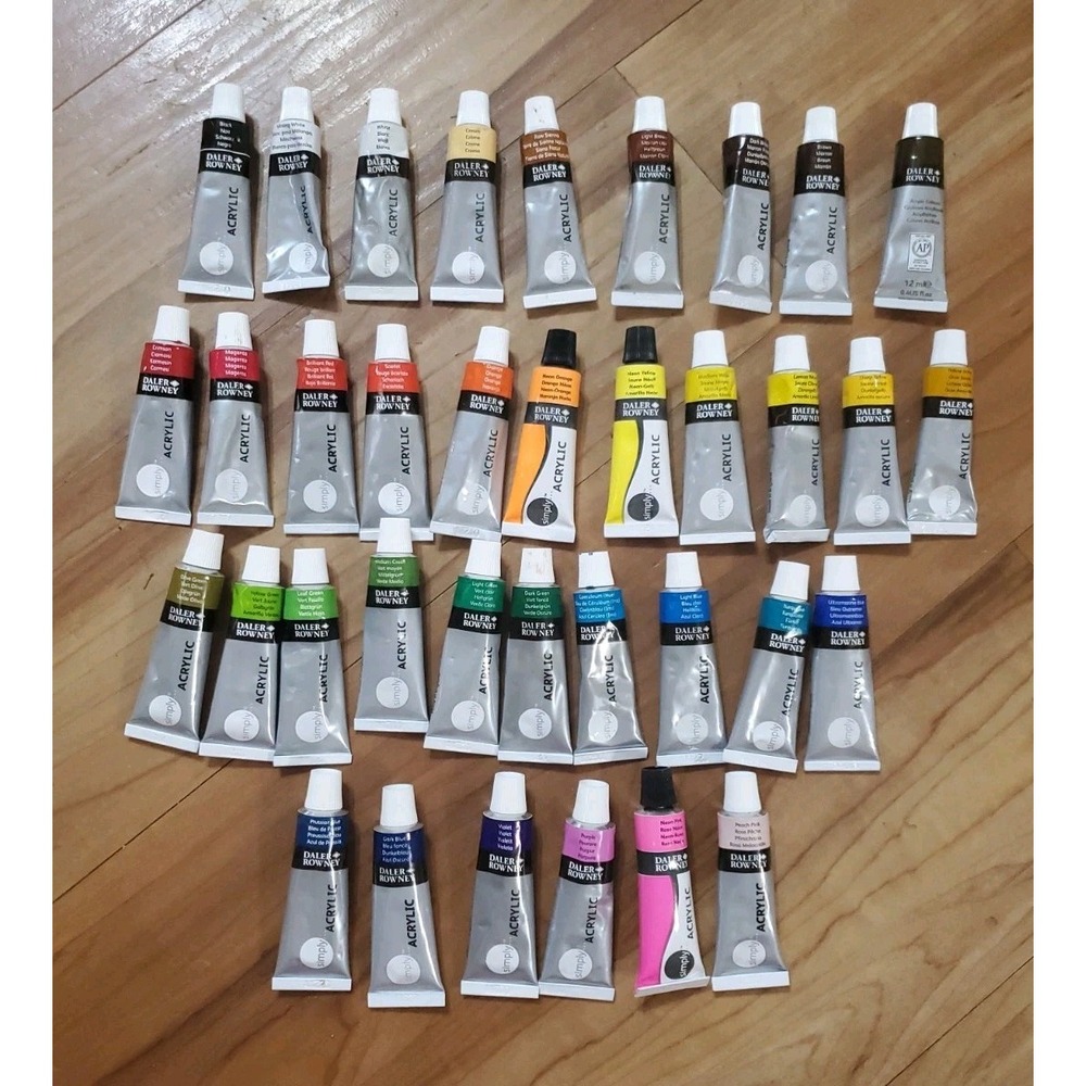 Lot of 36 12ml Acrylic Paints Daler Rowney Art Supplies USED